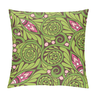 Personality  Seamless Floral Vintage Pattern In Spring Green And Pink Colors. Pillow Covers