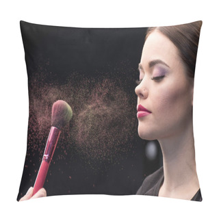 Personality  Make-up Artist Sprinkling Face Of Model Pillow Covers