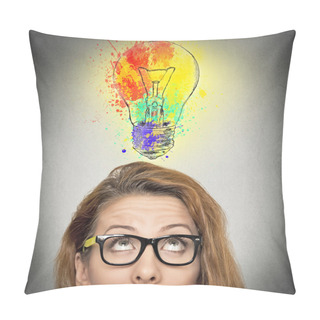 Personality  Woman Having Brilliant Idea Pillow Covers