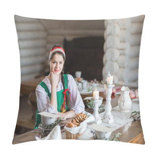 Personality  Beautiful Woman Portrait In Russian Style Pillow Covers