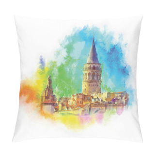 Personality  Galata Tower Watercolor Illustration, Istanbul Pillow Covers