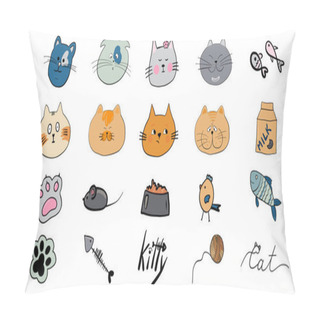 Personality Set Of Cats And Various Cat Related Items Pillow Covers