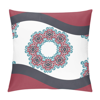 Personality  Oriental Artwork Stylized Mandala Book Cover Or Invitation Design In Red Color. Pillow Covers