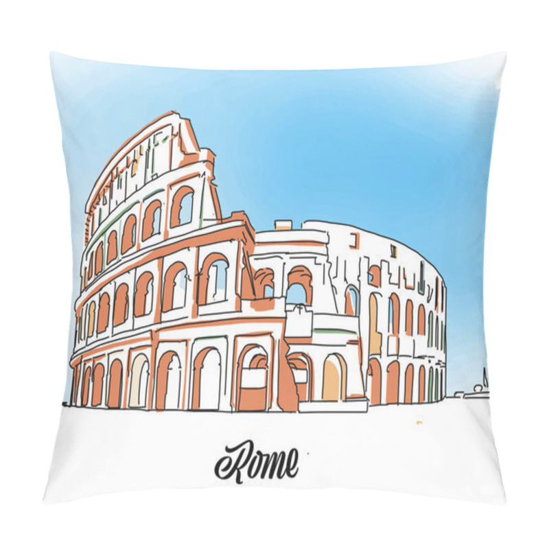 Personality  Rome Colloseum Sketch pillow covers
