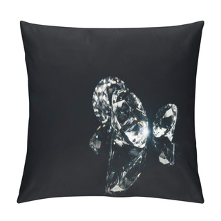 Personality  Transparent Pure Diamonds Isolated On Black With Reflection Pillow Covers