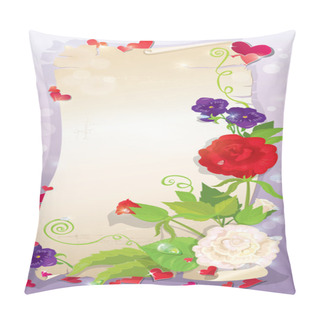 Personality  Illustration Of Love Letter With Hearts And Flowers - Rose, Dais Pillow Covers