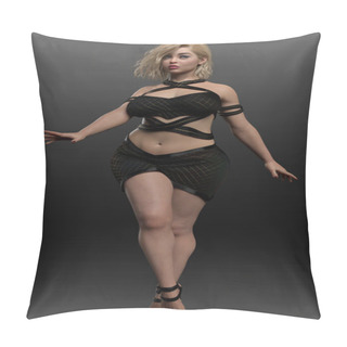 Personality  Urban Fantasy BBW Curvy Blonde In A Little Black Dress  Pillow Covers