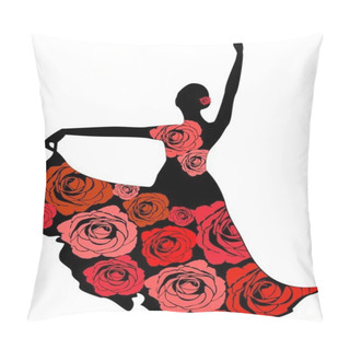 Personality  Silhouette Of A Dancer In A Dress With Roses Pillow Covers