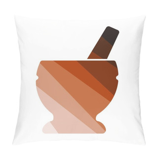 Personality  Mortar And Pestle Icon. Flat Color Design. Vector Illustration. Pillow Covers