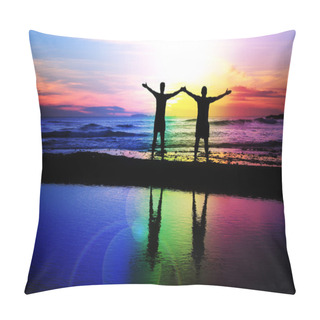 Personality  Gay Couple At Sunset Pillow Covers