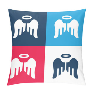 Personality  Angel Blue And Red Four Color Minimal Icon Set Pillow Covers