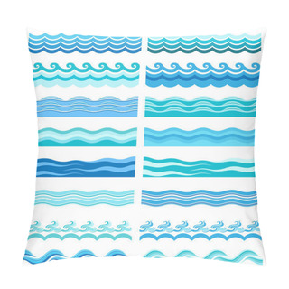 Personality  Set - Seamless Sea Waves Pillow Covers