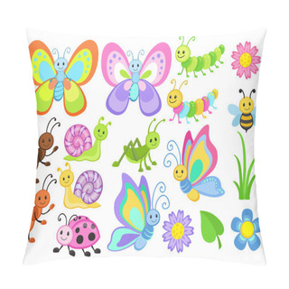 Personality  Vector Set Of Cute Cartoon Bugs Pillow Covers