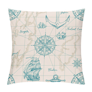 Personality  Vintage Seamless Background On The Theme Of Travel Pillow Covers