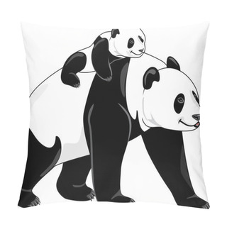 Personality  Joyful Panda Mom And Her Baby Pillow Covers