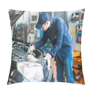 Personality  Mechanic At Work On Car In Garage Pillow Covers