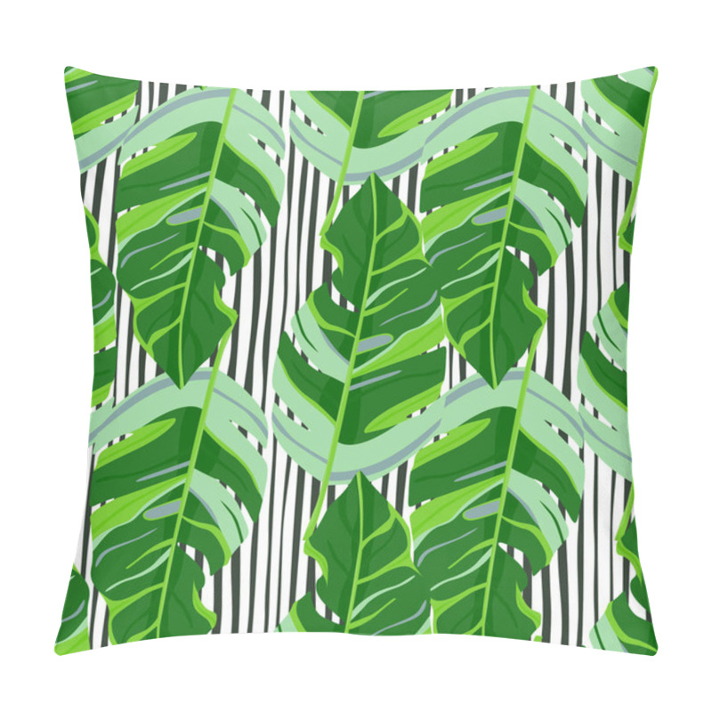 Personality  Hawaiian-inspired Pattern. Fashionably Exotic, Palm Trees And Lush Greenery Wallpaper. Abstract Backdrop Botanical Garden. Beautiful Pattern, Vector Illustration, Tropical Paradise. Pillow Covers