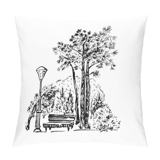 Personality  Park Scene Hand Drawn Vector Illustration Pillow Covers