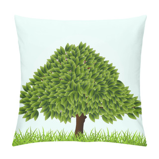 Personality  Vector Illustration Of A Green Tree. Pillow Covers