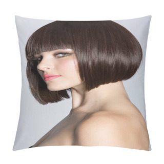 Personality  Woman With Short Brown Hair Pillow Covers