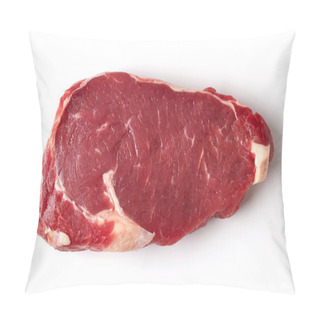 Personality  Fresh Raw Beef Steak Isolated On White, From Above Pillow Covers