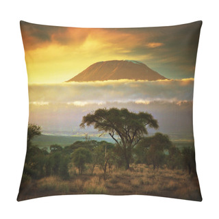 Personality  Mount Kilimanjaro. Savanna In Amboseli, Kenya Pillow Covers