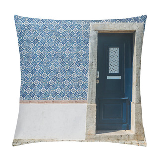 Personality  Blue Portuguese Style Azulejo Tiles And Door, Captured In Cascais, Portugal Pillow Covers