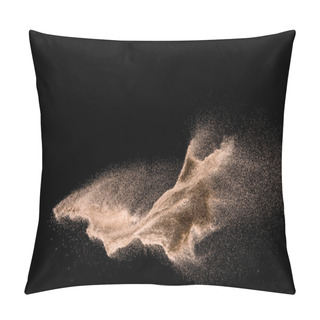 Personality  Dry River Sand Explosion. Golden Colored Sand Splash Agianst Dark Background. Pillow Covers