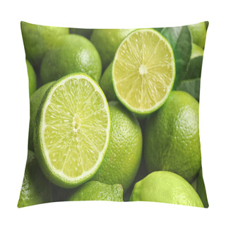 Personality  Fresh Ripe Juicy Limes As Background, Closeup Pillow Covers