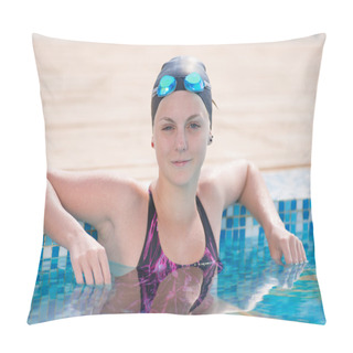 Personality  Female Swimmer In The Swimming Pool. Pillow Covers