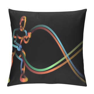 Personality  Strong Bodybuilder Sportsman Man With Battle Rope Doing Exercise Pillow Covers