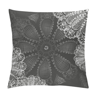 Personality  White Oriental Floral Pattern On A Black Background Pillow Covers
