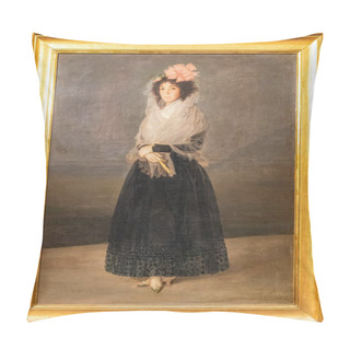 Personality  Paris, France - March 18, 2018:  Portrait Of The Countess Of The Carpio, Marquise Of The Solana, Is A 1795 Full Length Portrait By Francisco Goya Y Lucientes  Pillow Covers