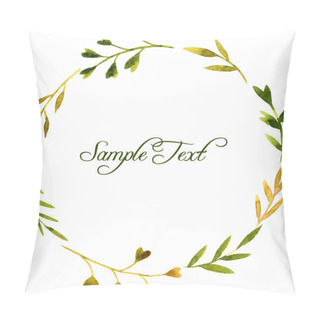 Personality  Round Wreath With Watercolor Green Leaves And Branches Pillow Covers
