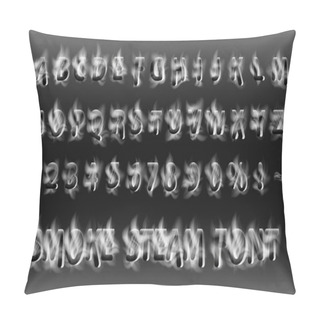 Personality  Smoke Font. Smoky Letters And Numbers. Alphabet. Smoke Steam Vector Font. Pillow Covers