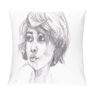 Personality  Sketch Of A Girl Pillow Covers