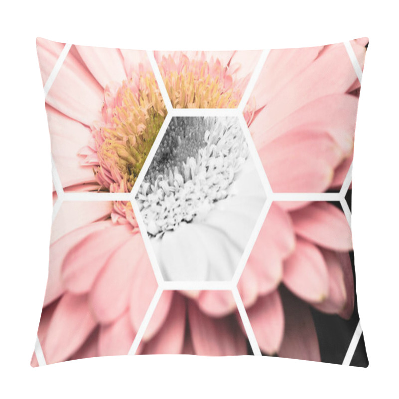 Personality  View Through Transparent Hexagons On Pink Gerbera Pillow Covers