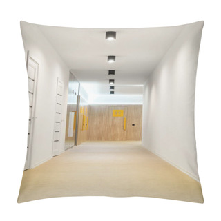 Personality  Empty Hallway With Doors And Lamps In Kindergarten Pillow Covers