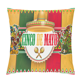 Personality  Cinco De Mayo Wood Ornaments Emblem Sombrero Pillow Covers