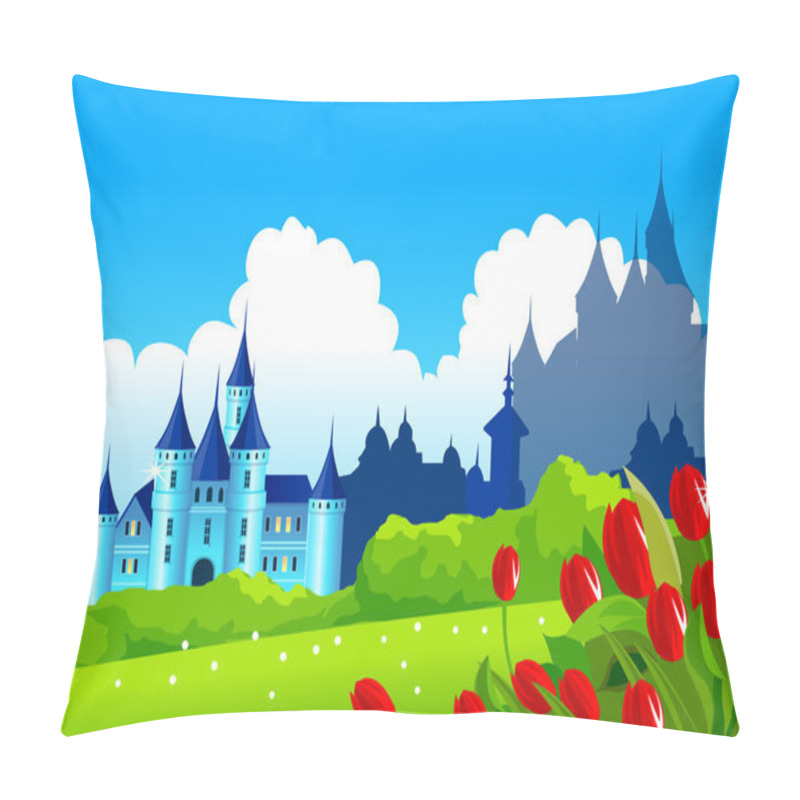 Personality  Fantasy Castle On Green Landscape Pillow Covers