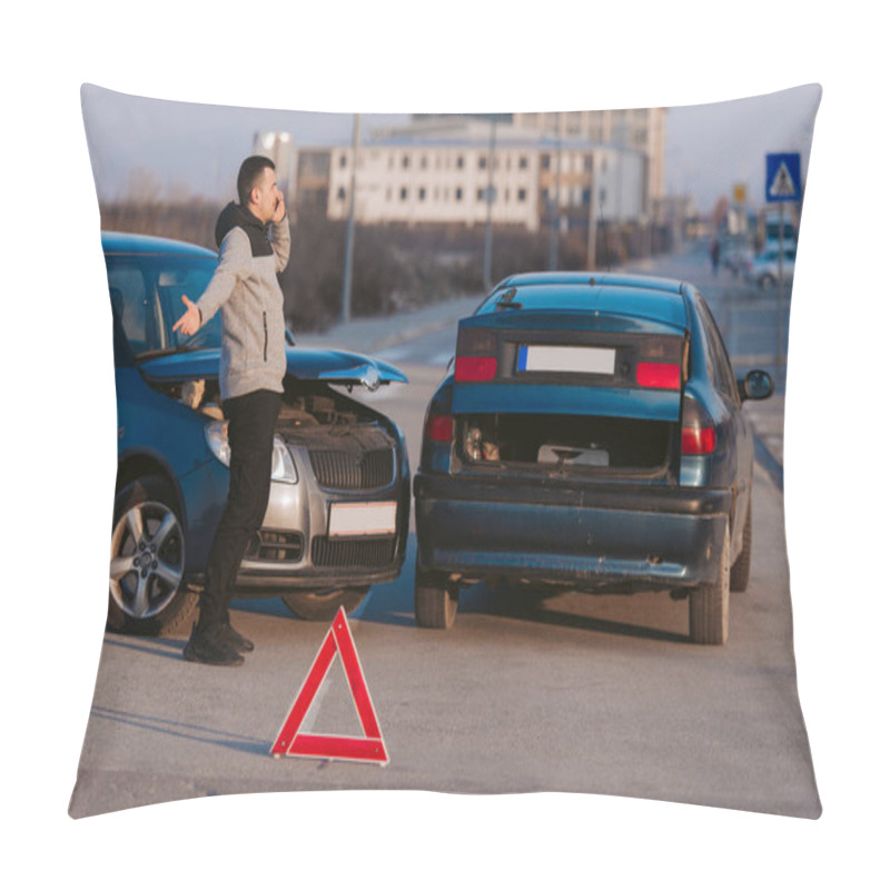 Personality  Driver is shocked after car wreck pillow covers