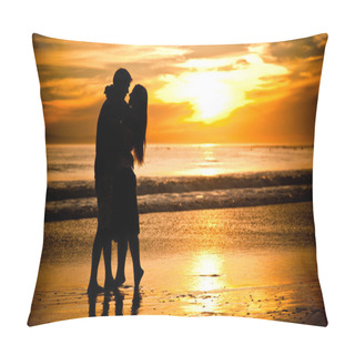Personality  Engaged Couple At The Beach Pillow Covers