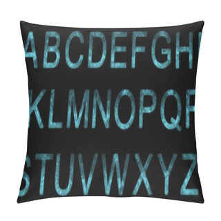 Personality  Stylized Starry Alphabet. Space Letters. Space Alphabet. Cyan On Pillow Covers