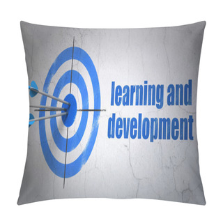 Personality  Studying Concept: Target And Learning And Development On Wall Background Pillow Covers