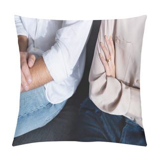Personality  Partial View Of Woman And Man With Crossed Arms Pillow Covers