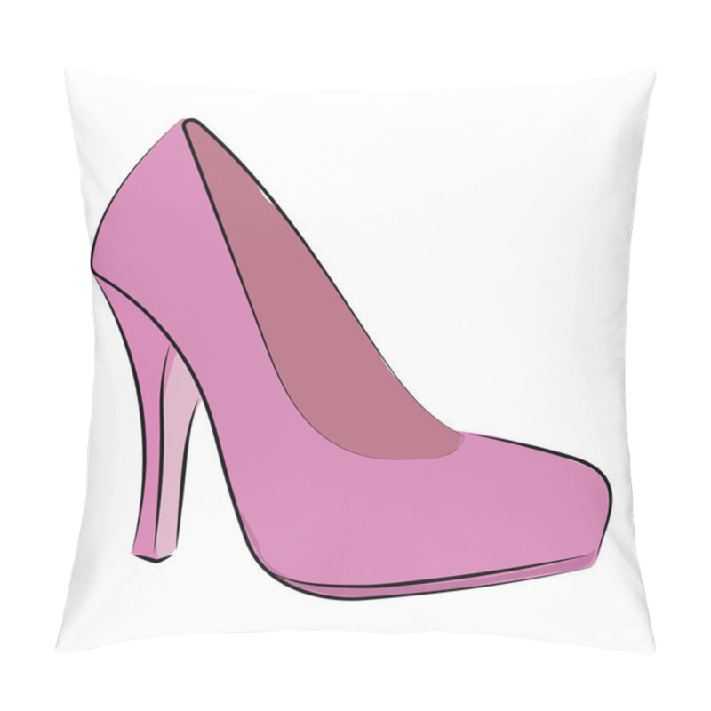 Personality  Heel Shoes Colored Sketchy Vector Icon pillow covers