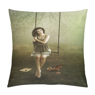 Personality  Young Violinist On Swing Pillow Covers