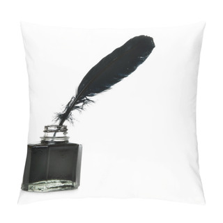 Personality  Feather And Ink Bottle Isolated Pillow Covers