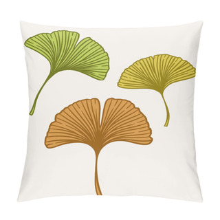 Personality  Ginkgo Or Gingko Biloba Leaves Set. Nature Botanical Vector Illustration, Herbal Medicine Graphic Isolated Over White. Pillow Covers