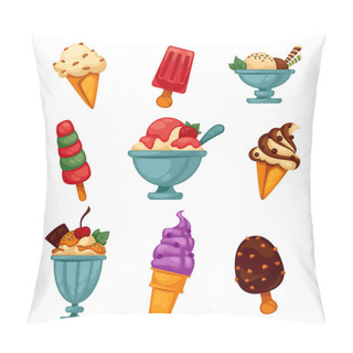 Personality  Set Of Colorful Tasty Ice Cream. Pillow Covers